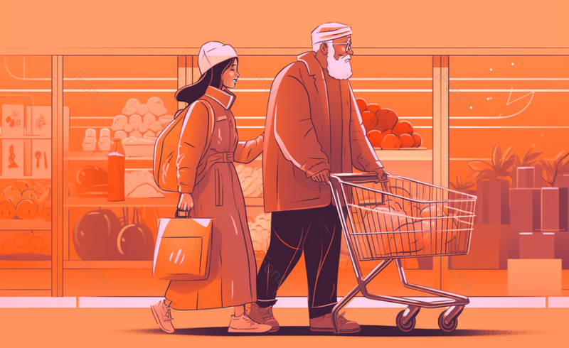 陪家人逛超市超市购物插画背景图,插画/手绘图,插画/手绘图库,插画/手绘图下载,插画/手绘